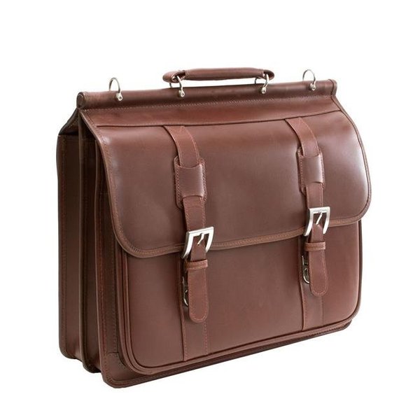 Siamod McKlein 25594 Signorini Brown Leather Double Compartment Laptop Case 25594
